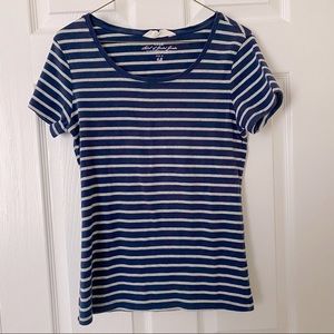 H&M Navy Striped Scoop Neck Tee Large